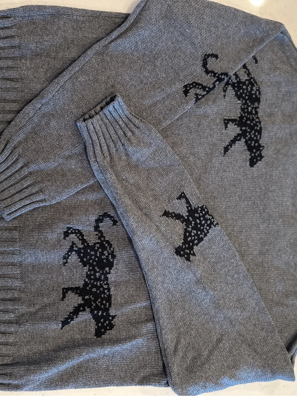Rails Gray Crew Neck Sweater Leopard Size Small Premium Knit Designer Trendy
